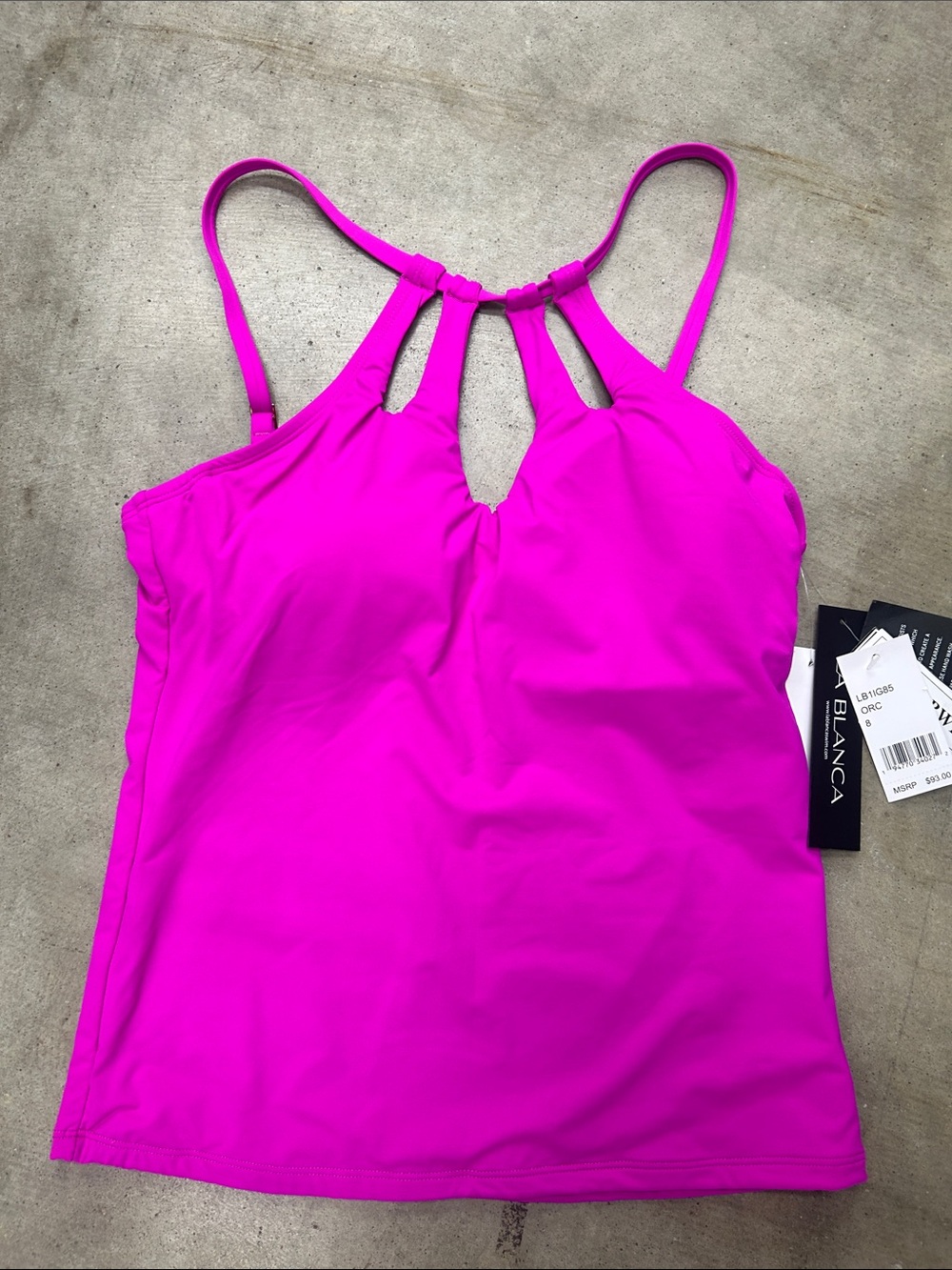 LA BLANCA Hot Pink Keyhole Halter Tankini Top